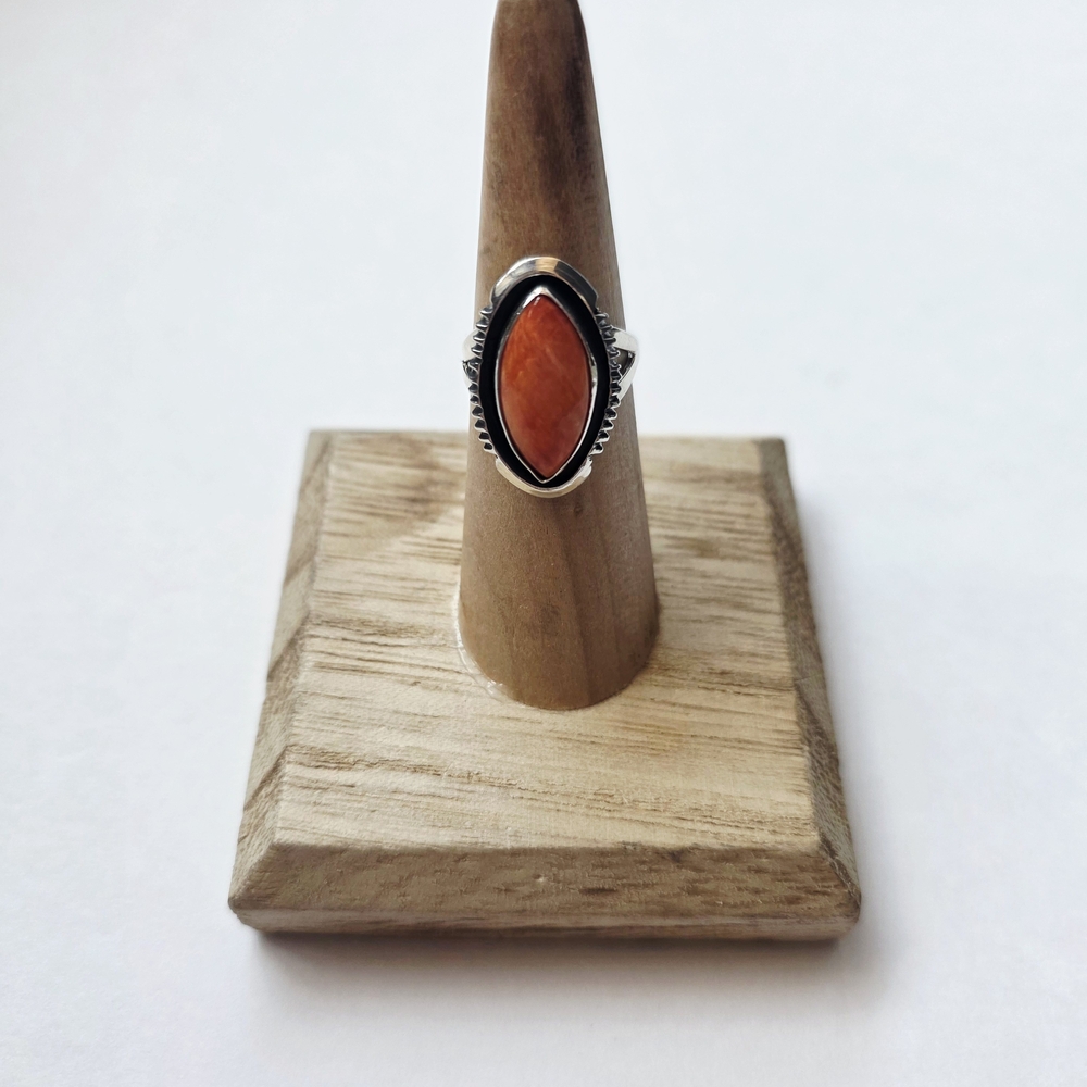 Elegant Silver and Orange Women's Ring